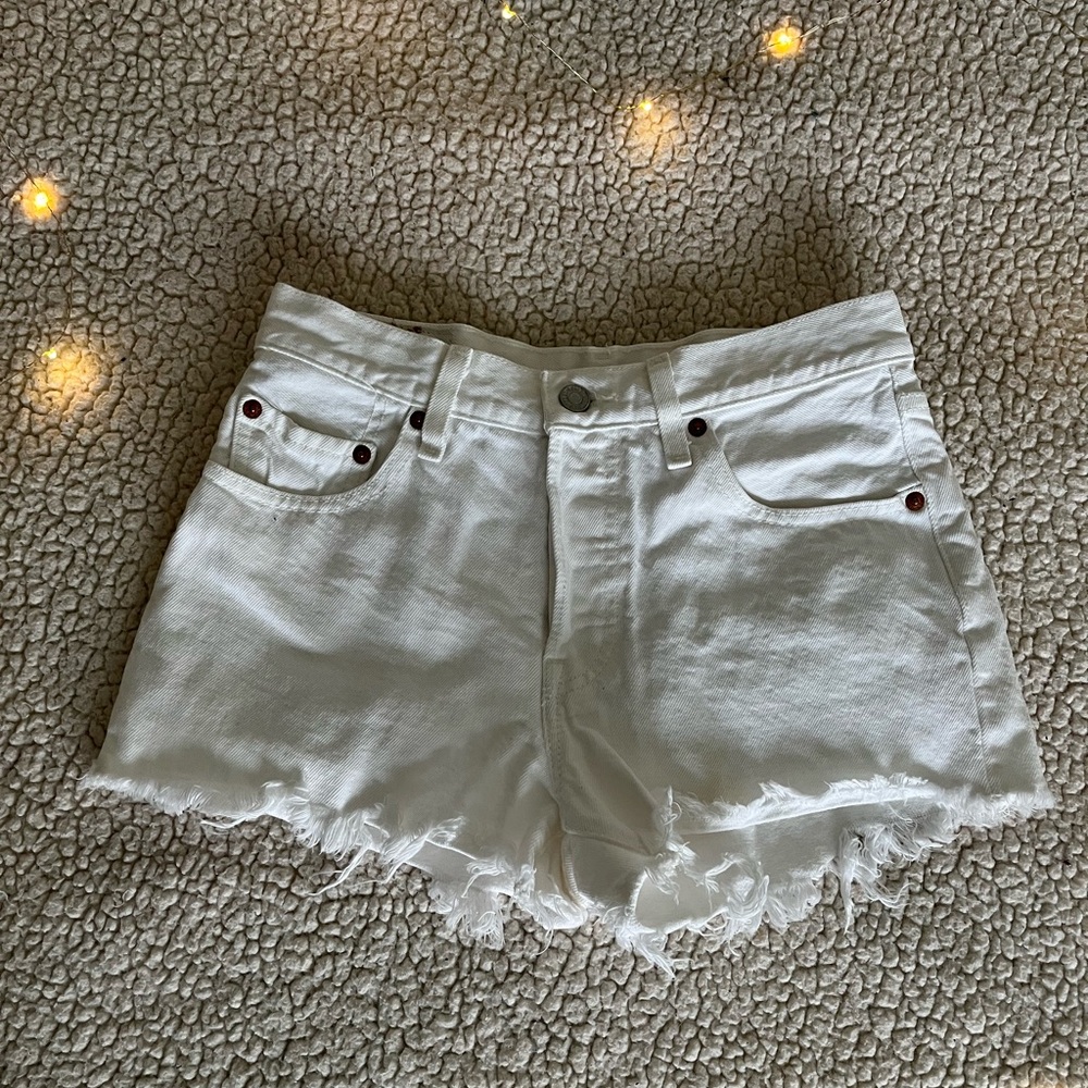 White Levi shorts